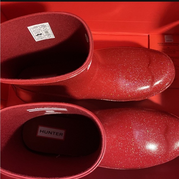 Hunter Red Glitter Rain Boots - Picture 2 of 5